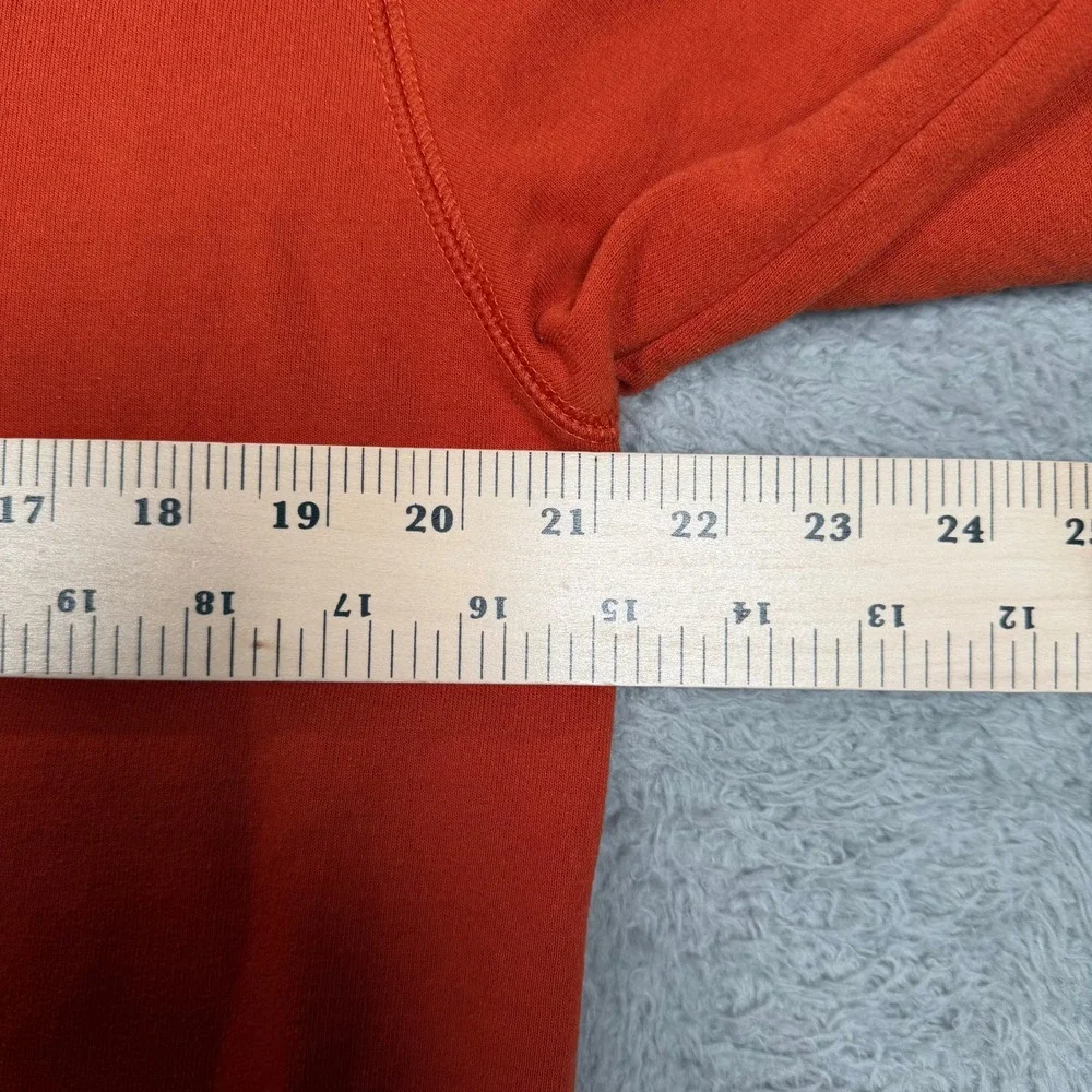 The North Face Mens Orange Crewneck Fleece Lined Logo Patch Sweatshirt Large EUC